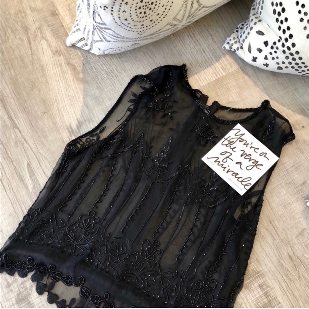 CALYPSO sheer beaded top ( or vest)-M